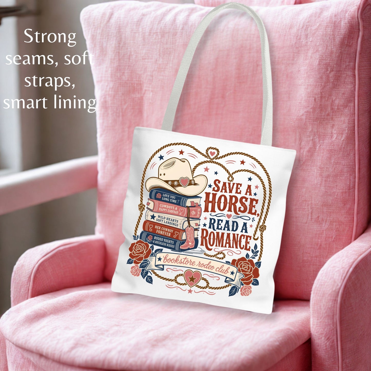 Save a Horse Read a Romance Tote Bag | Western Book Lover Bag | Cowboy Romance Reader Tote | BookTok Cowgirl Book Club Gift