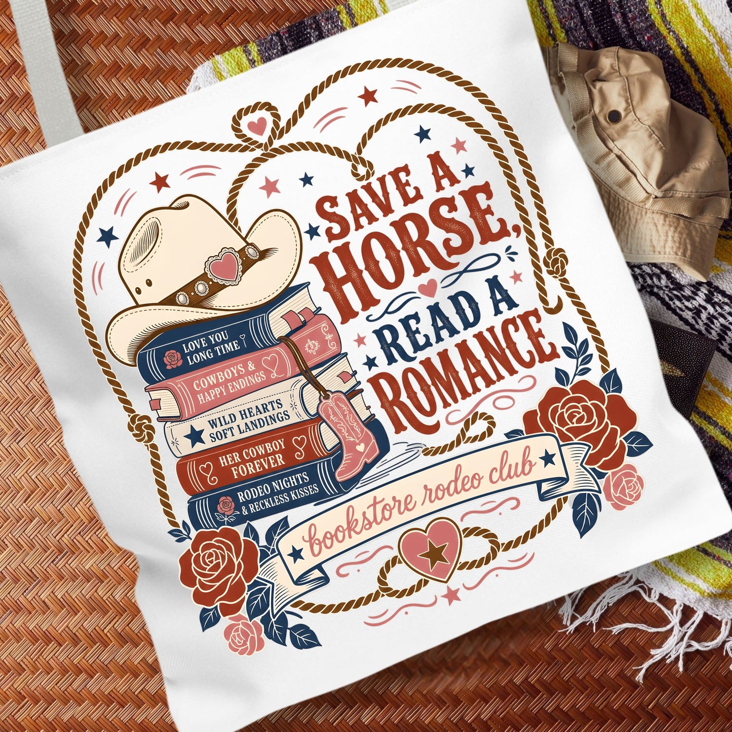 Save a Horse Read a Romance Tote Bag | Western Book Lover Bag | Cowboy Romance Reader Tote | BookTok Cowgirl Book Club Gift