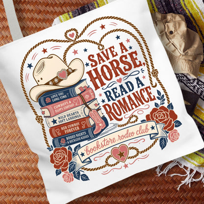 Save a Horse Read a Romance Tote Bag | Western Book Lover Bag | Cowboy Romance Reader Tote | BookTok Cowgirl Book Club Gift