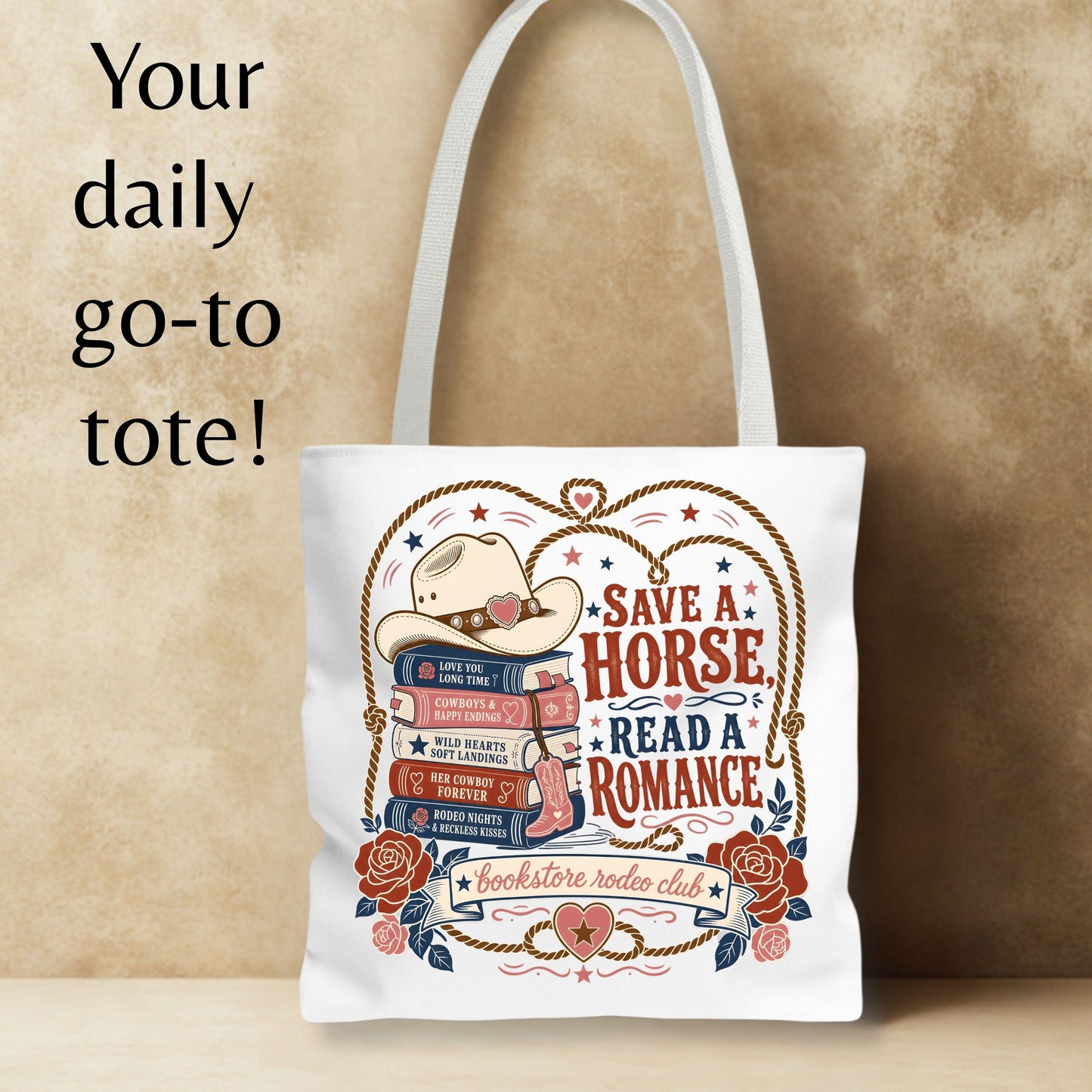 Save a Horse Read a Romance Tote Bag | Western Book Lover Bag | Cowboy Romance Reader Tote | BookTok Cowgirl Book Club Gift