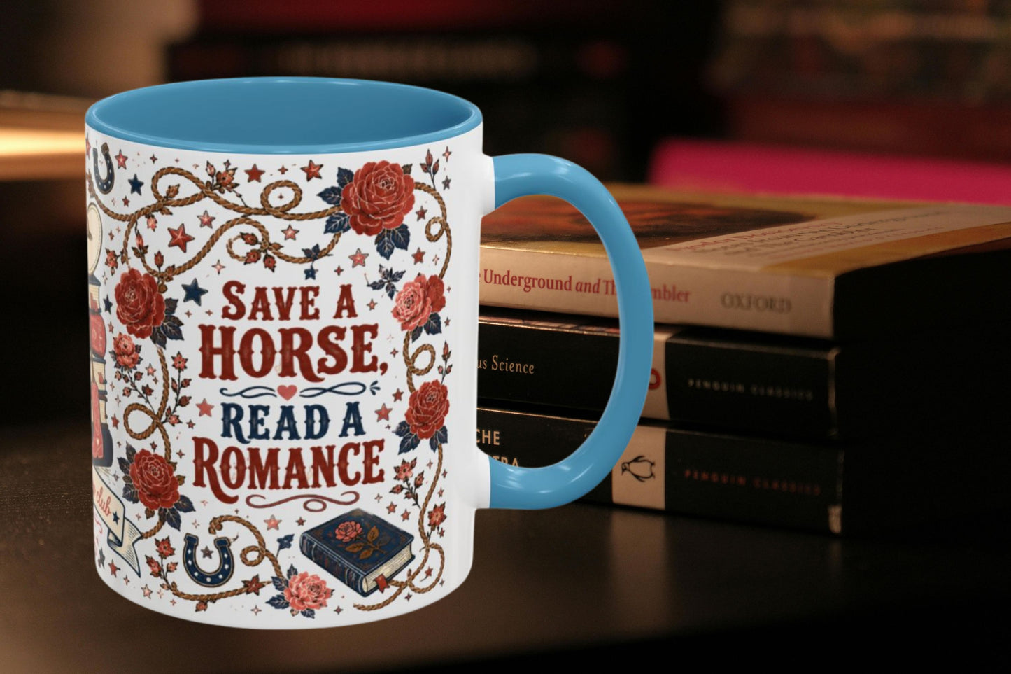 Save a Horse Read a Romance Mug | Western Romance Reader Coffee Mug | Cowboy Book Lover Mug | BookTok Gift | Bookstore Rodeo Club Cup