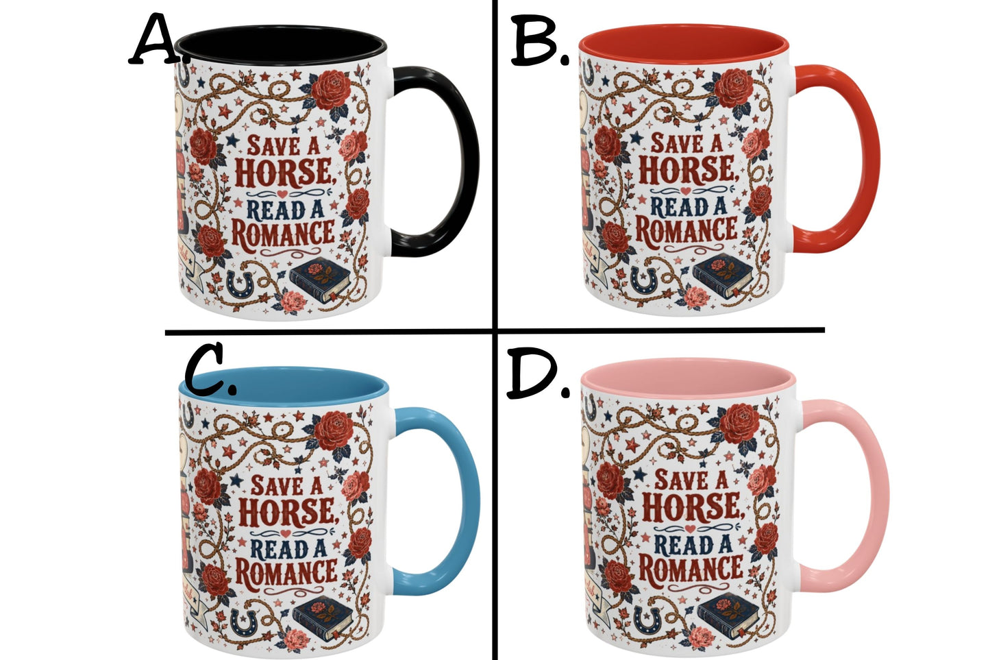 Save a Horse Read a Romance Mug | Western Romance Reader Coffee Mug | Cowboy Book Lover Mug | BookTok Gift | Bookstore Rodeo Club Cup