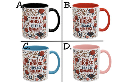 Save a Horse Read a Romance Mug | Western Romance Reader Coffee Mug | Cowboy Book Lover Mug | BookTok Gift | Bookstore Rodeo Club Cup