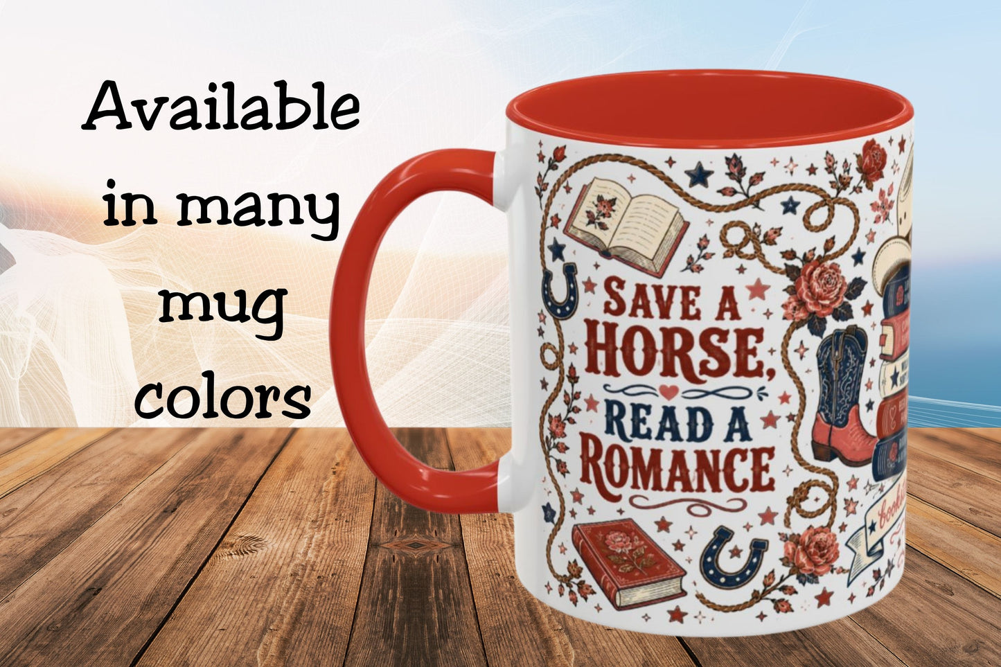 Save a Horse Read a Romance Mug | Western Romance Reader Coffee Mug | Cowboy Book Lover Mug | BookTok Gift | Bookstore Rodeo Club Cup
