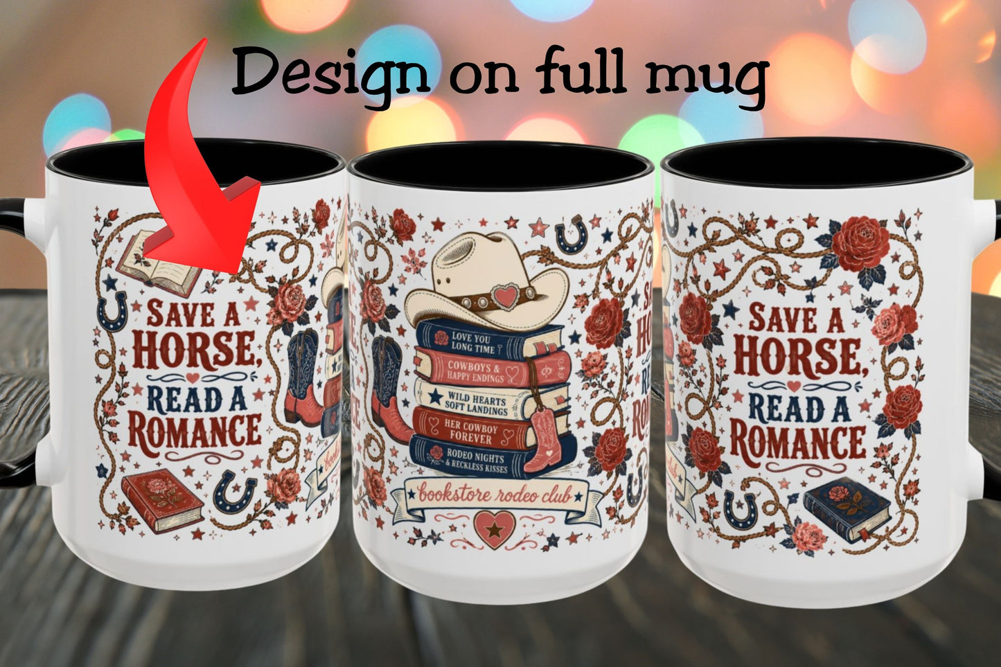 Save a Horse Read a Romance Mug | Western Romance Reader Coffee Mug | Cowboy Book Lover Mug | BookTok Gift | Bookstore Rodeo Club Cup