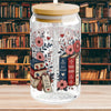 Coffee Chapters & Fictional Crushes Glass Can | 16oz Book Lover Glass Cup | Romance Reader Iced Coffee Cup | BookTok Gift