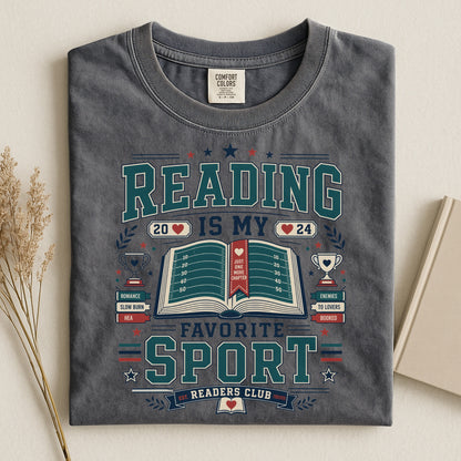 Reading Is My Favorite Sport Shirt , Book Lover Tee, Romance Reader Shirt, BookTok Gift, Reader Club Graphic T-Shirt