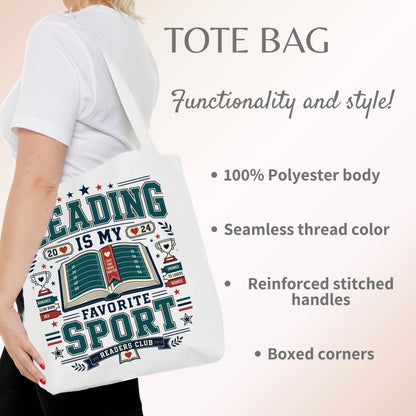 Reading Is My Favorite Sport Tote Bag, Book Lover Tote, Romance Reader Bag, BookTok Gift, Reader Club Book Bag