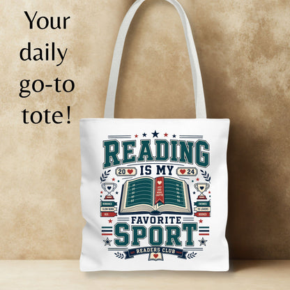 Reading Is My Favorite Sport Tote Bag, Book Lover Tote, Romance Reader Bag, BookTok Gift, Reader Club Book Bag