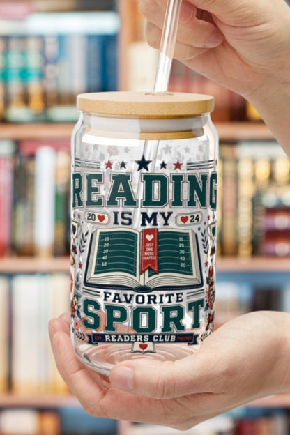 Reading Is My Favorite Sport Glass Can