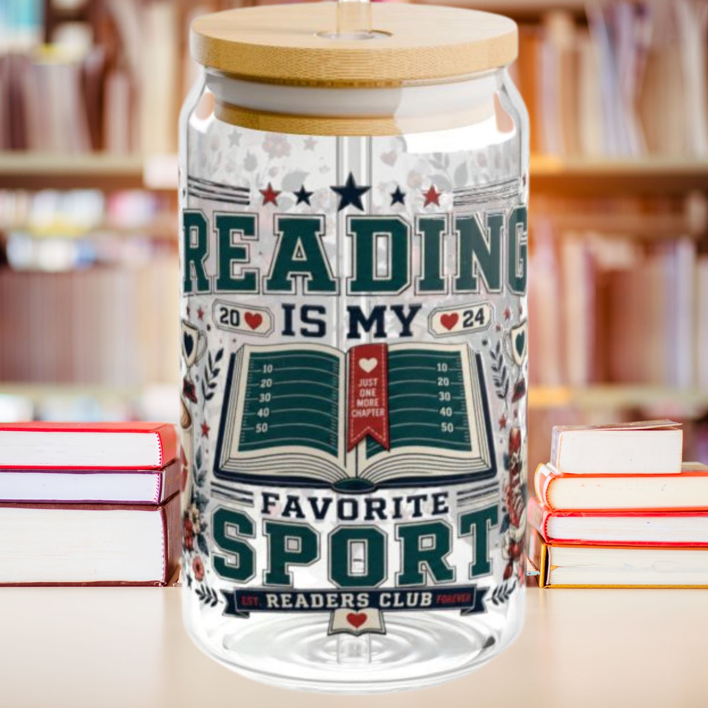Reading Is My Favorite Sport Glass Can