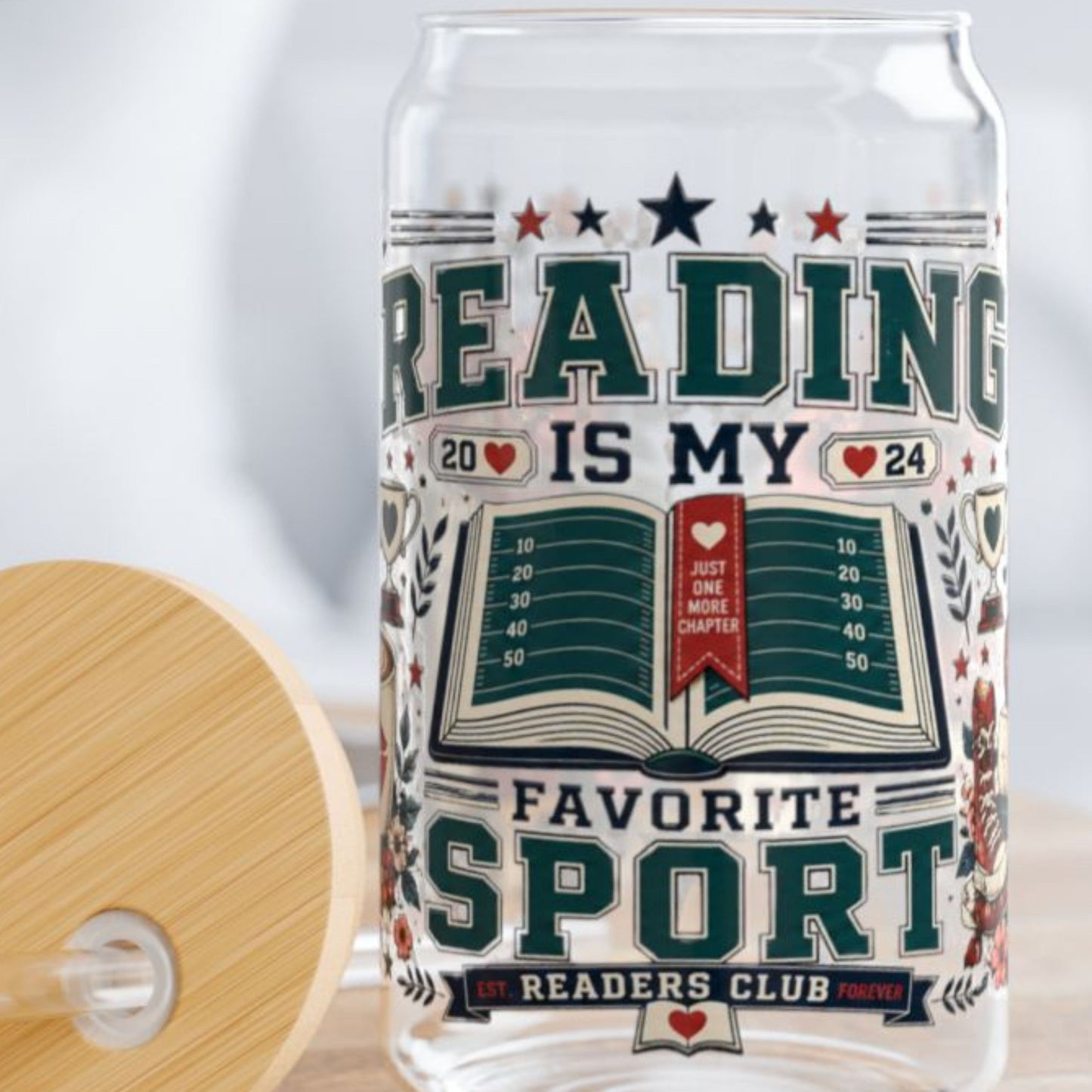 Reading Is My Favorite Sport Glass Can