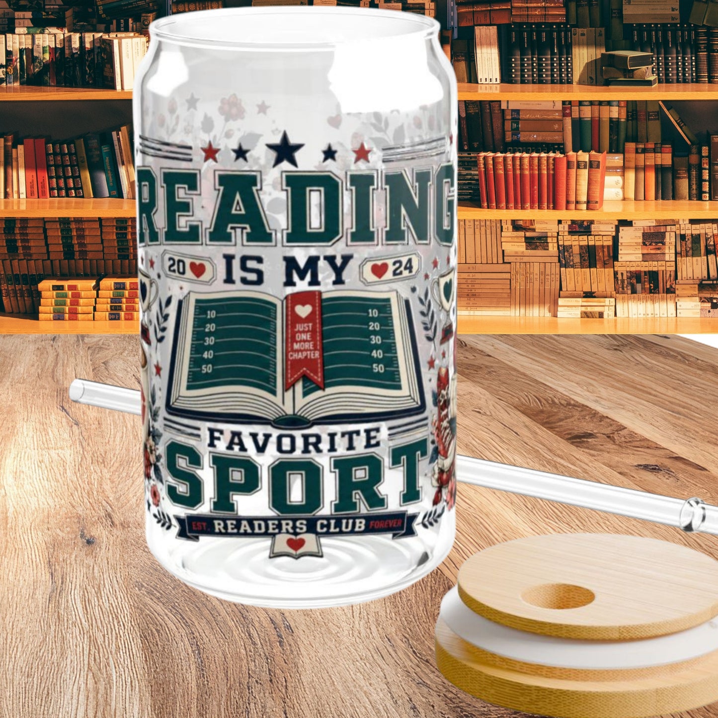 Reading Is My Favorite Sport Glass Can