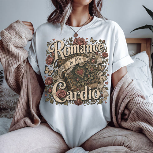 Romance Is My Cardio Shirt, Vintage Romance Reader Tee, Cottagecore Book Lover Shirt, BookTok Gift, Cozy Reader Shirt, Literary Gift for Readers**