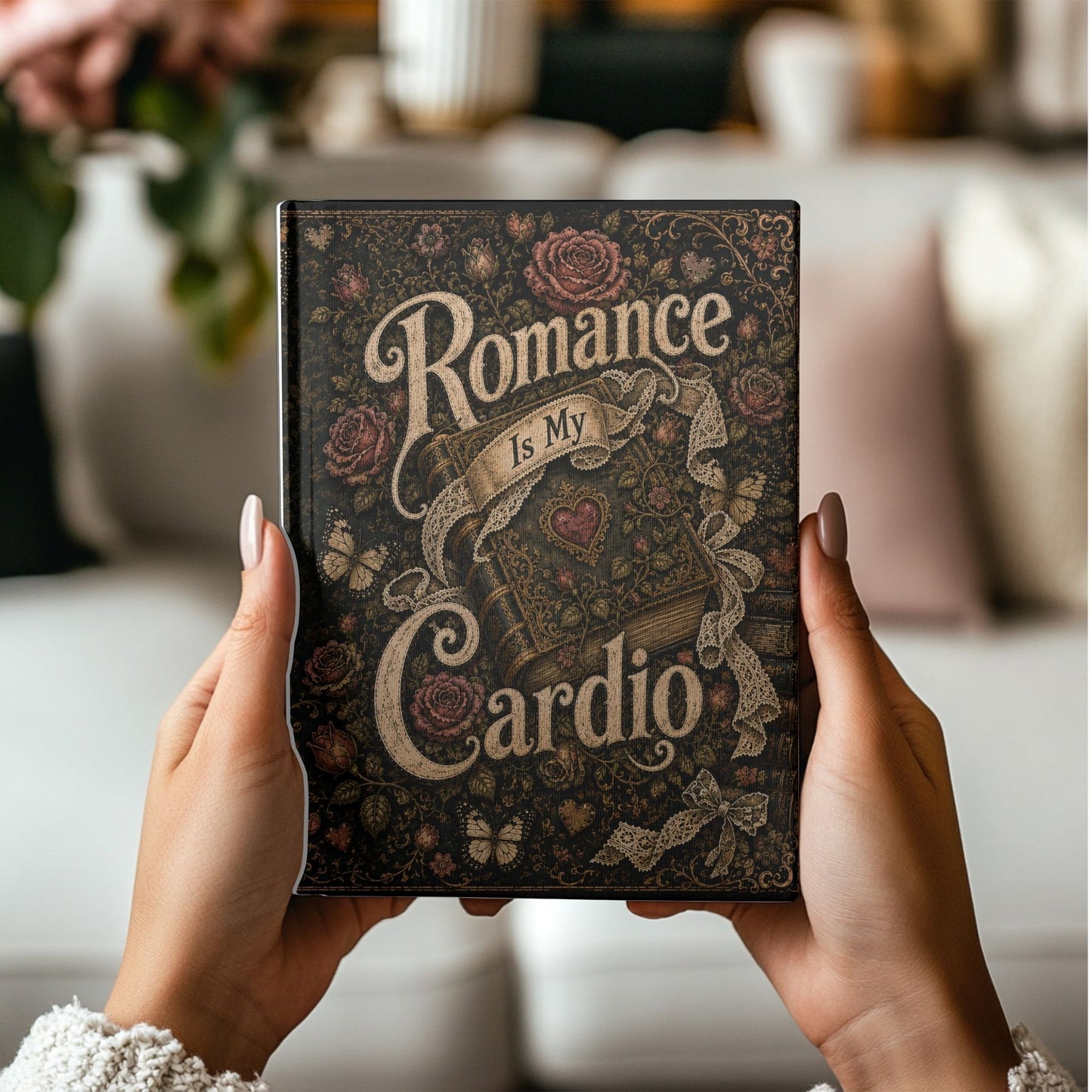 Romance Is My Cardio Journal, Book Lover Notebook, Dark Academia Reading Journal, Romance Reader Gift, Vintage Book Journal
