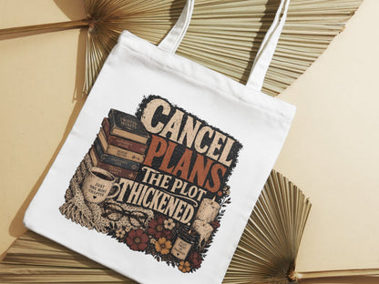 Cancel Plans Tote Bag, Book Lover Tote, Romance Reader Book Bag, BookTok Tote, Cozy Reading Bag, Library Tote Gift