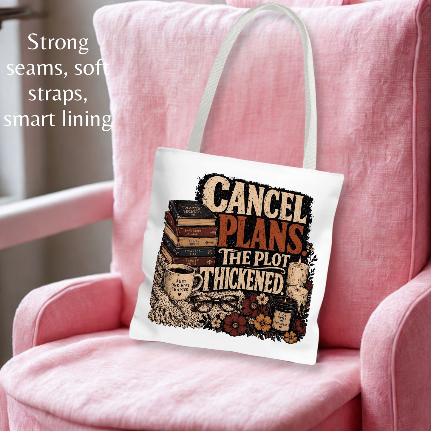Cancel Plans Tote Bag, Book Lover Tote, Romance Reader Book Bag, BookTok Tote, Cozy Reading Bag, Library Tote Gift