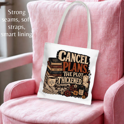 Cancel Plans Tote Bag, Book Lover Tote, Romance Reader Book Bag, BookTok Tote, Cozy Reading Bag, Library Tote Gift