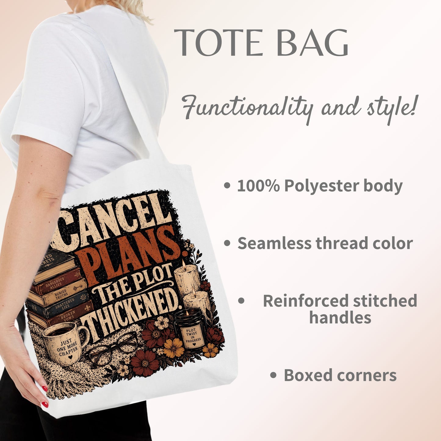 Cancel Plans Tote Bag, Book Lover Tote, Romance Reader Book Bag, BookTok Tote, Cozy Reading Bag, Library Tote Gift
