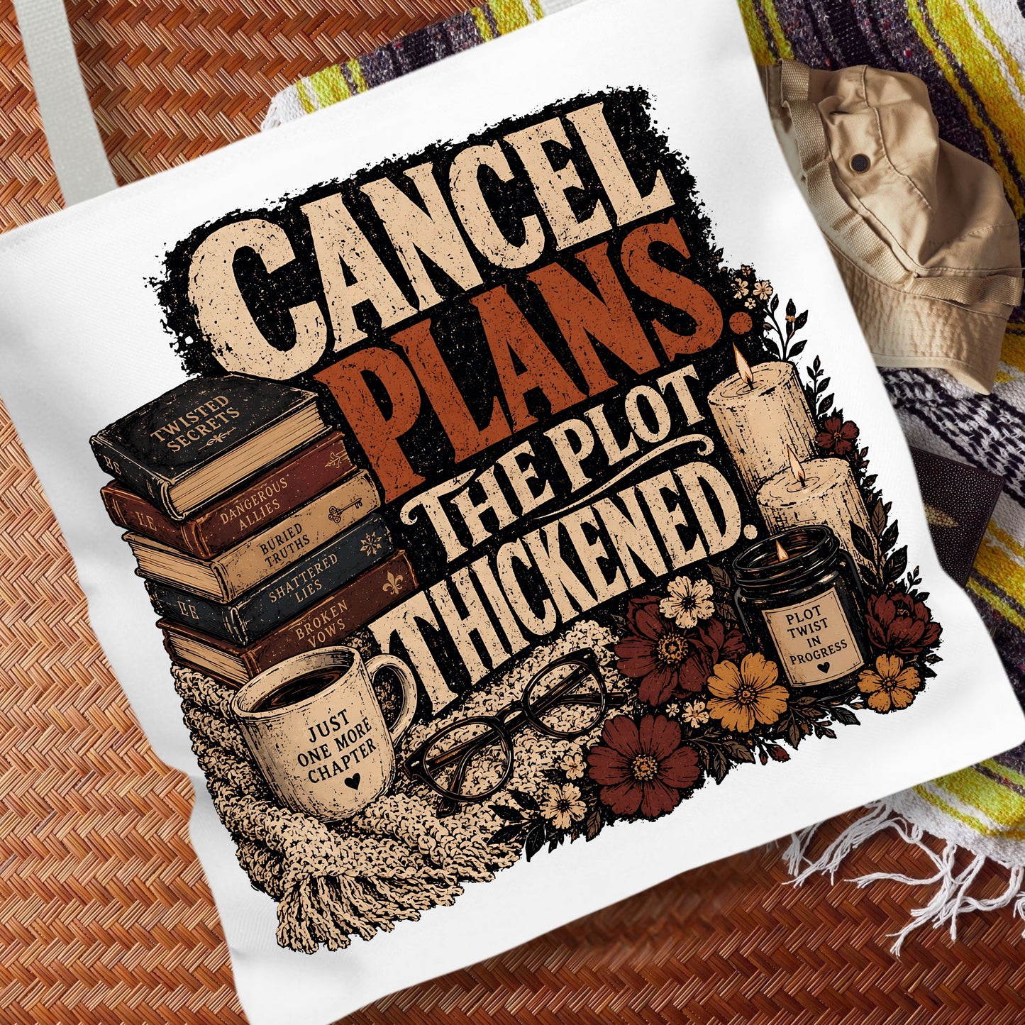 Cancel Plans Tote Bag, Book Lover Tote, Romance Reader Book Bag, BookTok Tote, Cozy Reading Bag, Library Tote Gift