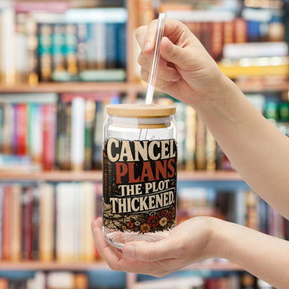 Cancel Plans Glass Cup, Book Lover Libby Cup, Reader Iced Coffee Glass, BookTok Drinkware, Cozy Reading Glass Can