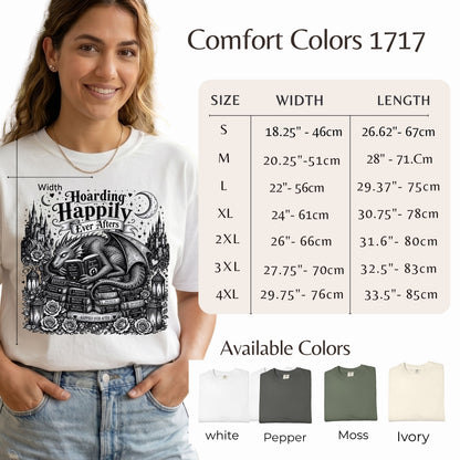 Hoarding Happily Ever Afters Shirt, Fantasy Romance Reader Tee, Dragon Book Lover Shirt, Romantasy BookTok Tee, Cozy Reader Gift