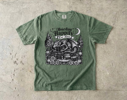 Hoarding Happily Ever Afters Shirt, Fantasy Romance Reader Tee, Dragon Book Lover Shirt, Romantasy BookTok Tee, Cozy Reader Gift