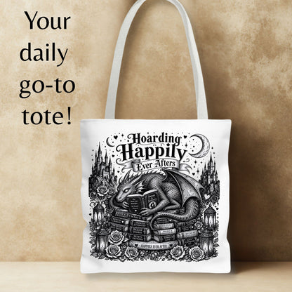 Hoarding Happily Ever Afters Tote Bag, Fantasy Romance Book Tote, Dragon Book Lover Bag, Romantasy Reader Gift, BookTok Tote