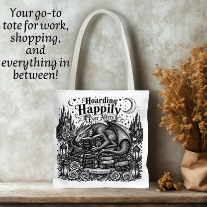 Hoarding Happily Ever Afters Tote Bag, Fantasy Romance Book Tote, Dragon Book Lover Bag, Romantasy Reader Gift, BookTok Tote