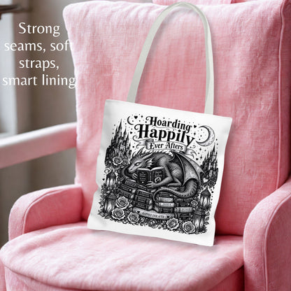 Hoarding Happily Ever Afters Tote Bag, Fantasy Romance Book Tote, Dragon Book Lover Bag, Romantasy Reader Gift, BookTok Tote