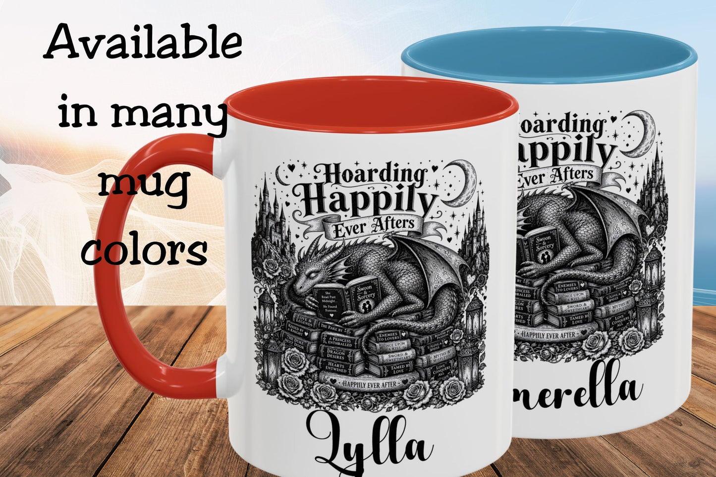 Hoarding Happily Ever Afters Mug, Fantasy Romance Coffee Mug, Dragon Book Lover Cup, Romantasy Reader Gift, BookTok Mug