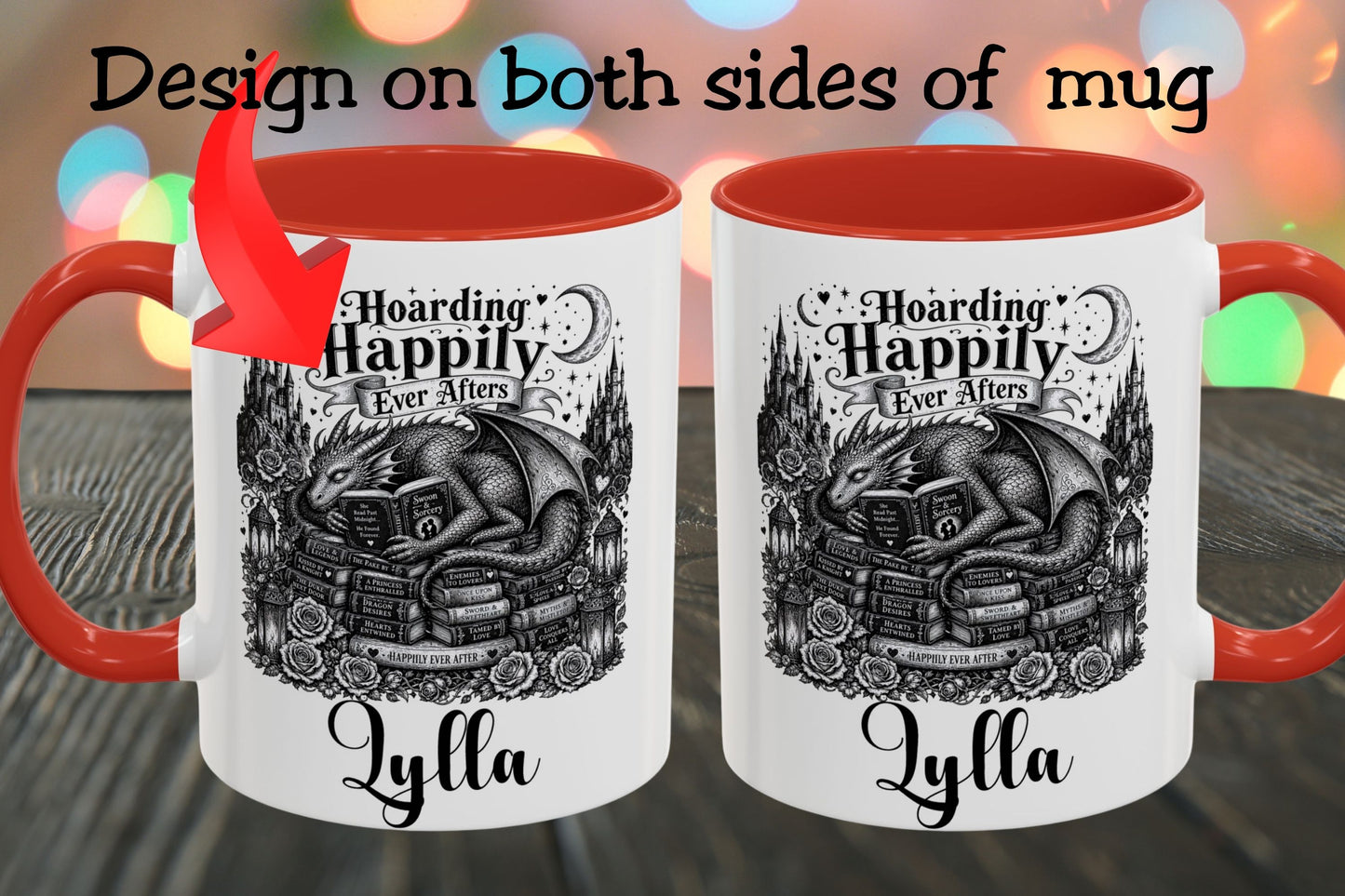 Hoarding Happily Ever Afters Mug, Fantasy Romance Coffee Mug, Dragon Book Lover Cup, Romantasy Reader Gift, BookTok Mug