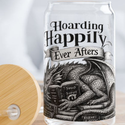 Hoarding Happily Ever Afters Glass Cup, Fantasy Romance Libby Cup, Dragon Book Lover Glass, Romantasy Iced Coffee Cup, BookTok Gift