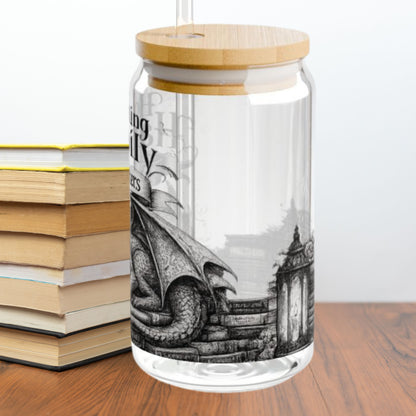 Hoarding Happily Ever Afters Glass Cup, Fantasy Romance Libby Cup, Dragon Book Lover Glass, Romantasy Iced Coffee Cup, BookTok Gift