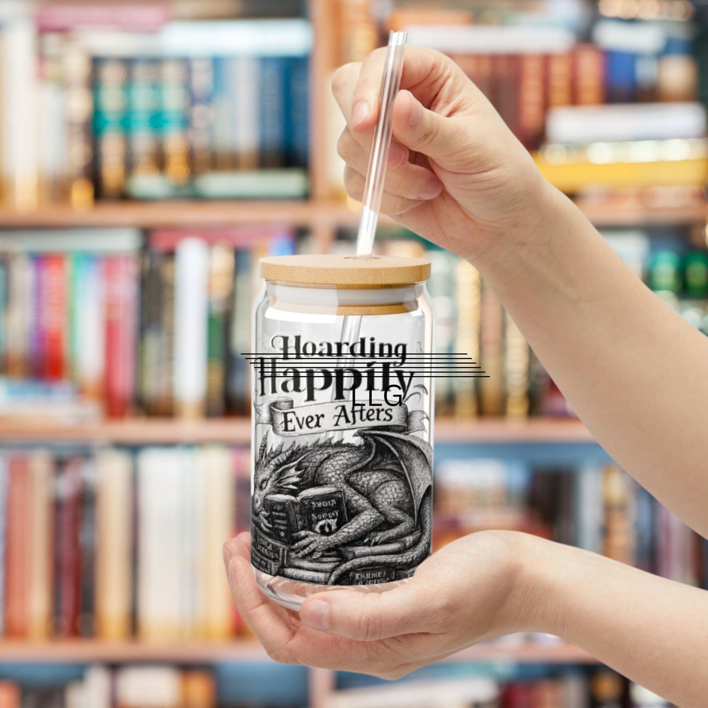 Hoarding Happily Ever Afters Glass Cup, Fantasy Romance Libby Cup, Dragon Book Lover Glass, Romantasy Iced Coffee Cup, BookTok Gift