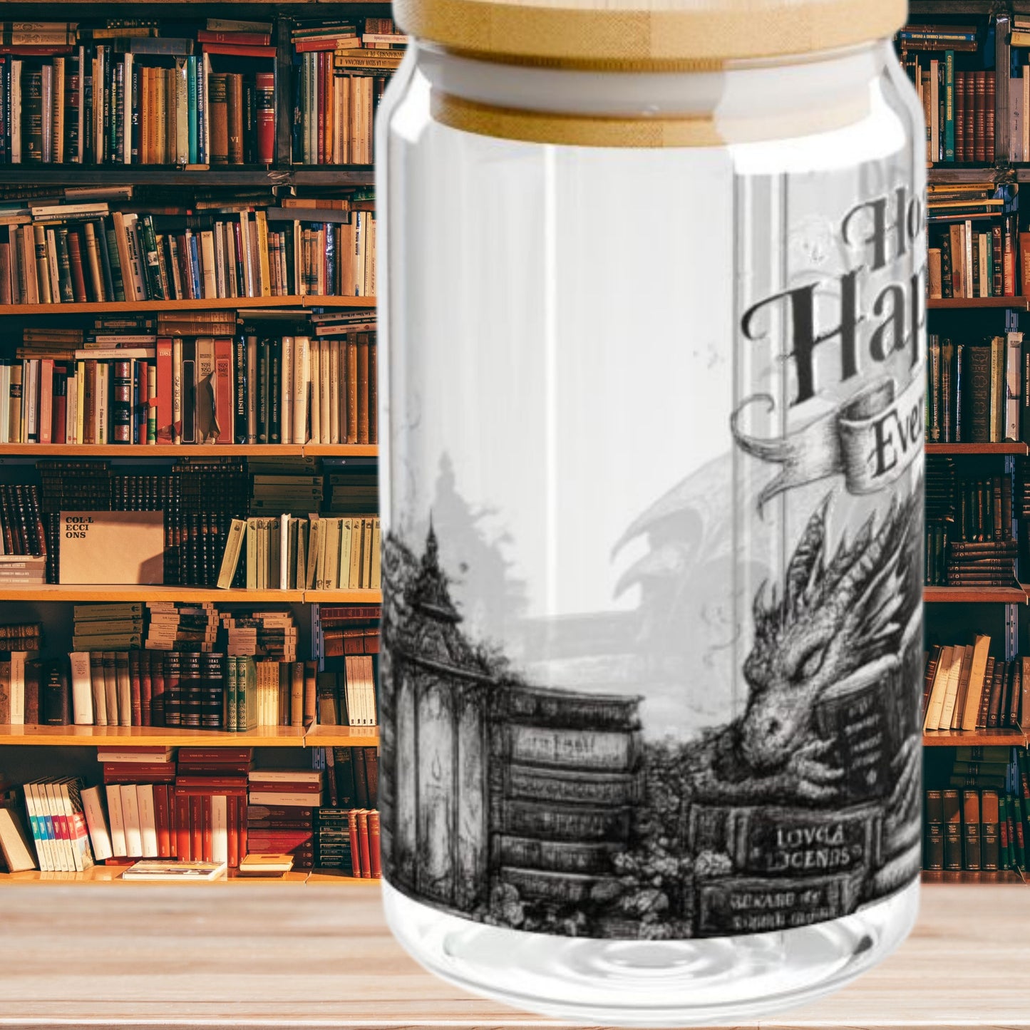 Hoarding Happily Ever Afters Glass Cup, Fantasy Romance Libby Cup, Dragon Book Lover Glass, Romantasy Iced Coffee Cup, BookTok Gift
