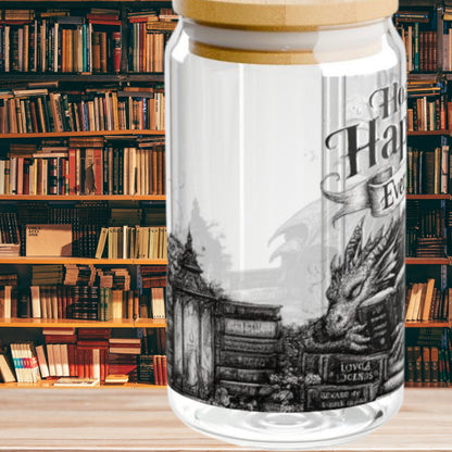 Hoarding Happily Ever Afters Glass Cup, Fantasy Romance Libby Cup, Dragon Book Lover Glass, Romantasy Iced Coffee Cup, BookTok Gift