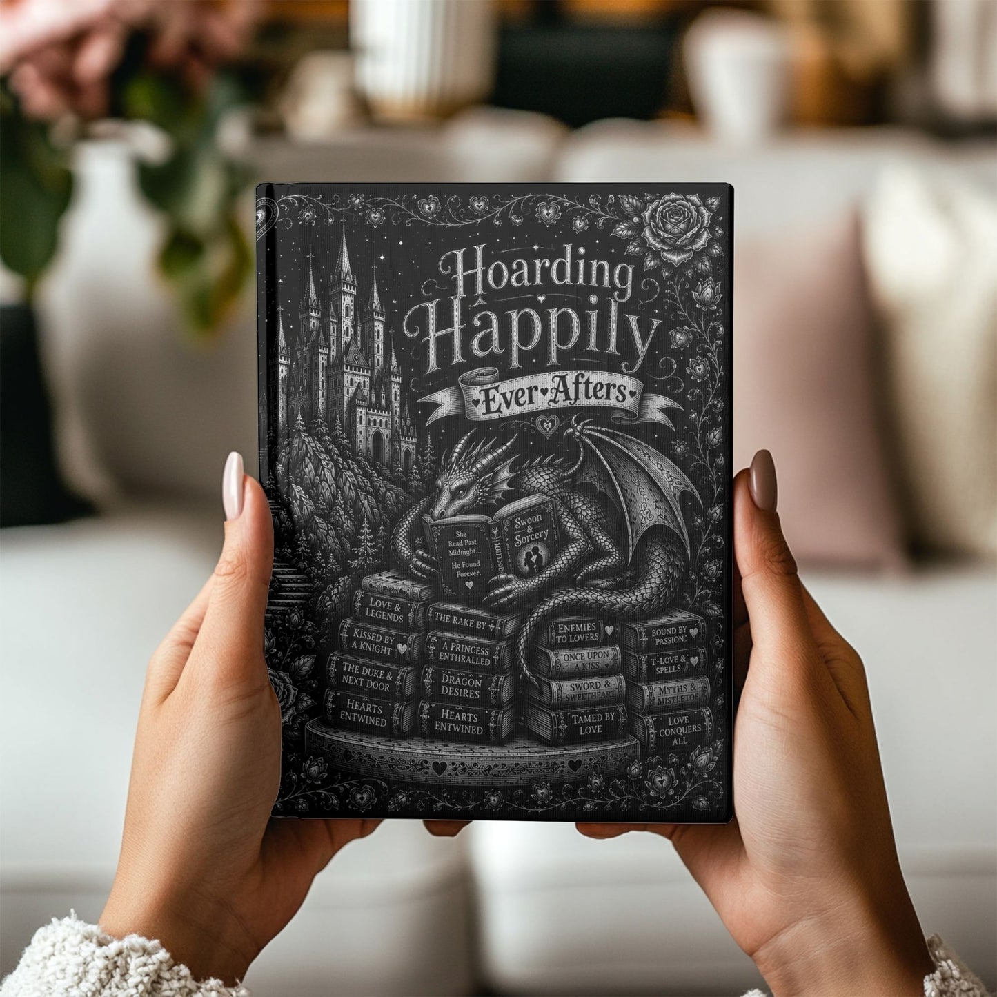 Hoarding Happily Ever Afters Journal, Fantasy Romance Notebook, Dragon Reading Journal, Romantasy BookTok Gift, Hardcover Book Lover Journal