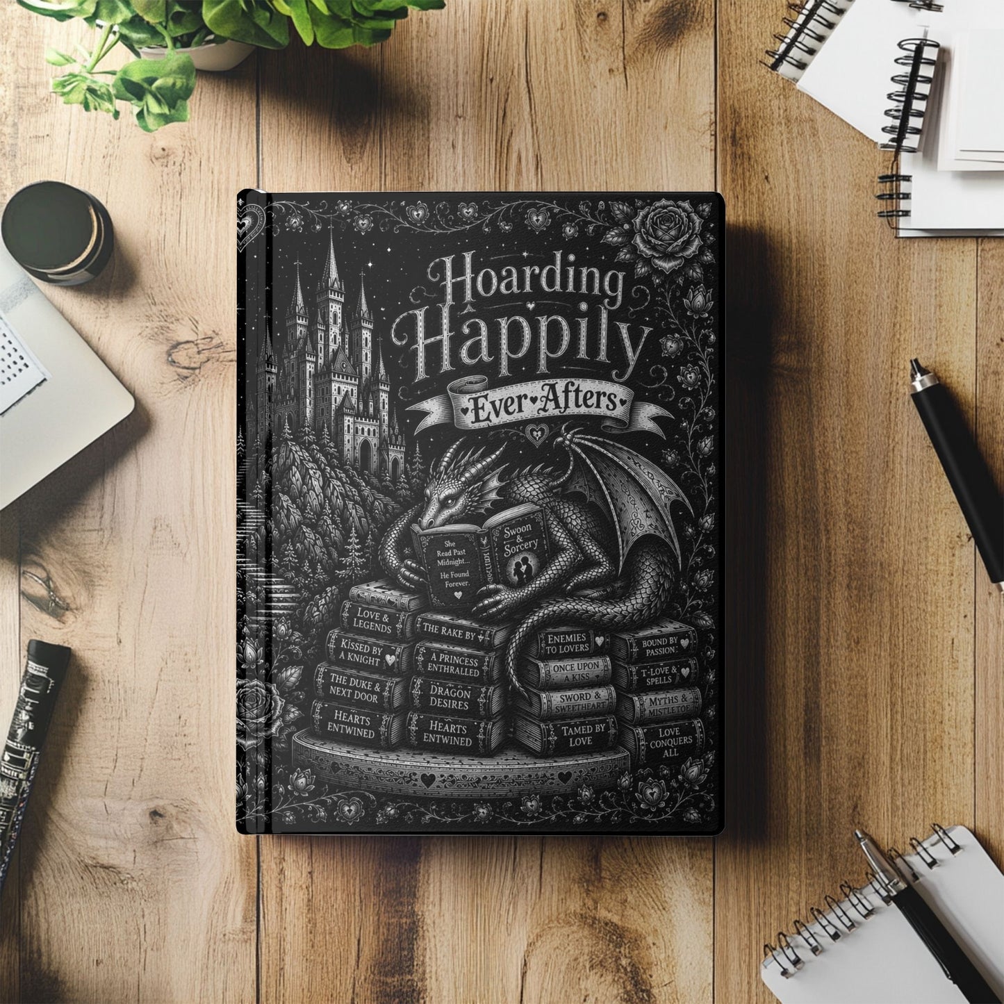 Hoarding Happily Ever Afters Journal, Fantasy Romance Notebook, Dragon Reading Journal, Romantasy BookTok Gift, Hardcover Book Lover Journal