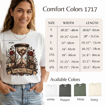 Time Well Read Shirt, Vintage Romance Reader Tee, Cottagecore Book Lover Shirt, Cozy Literary Apparel, BookTok Reader Gift