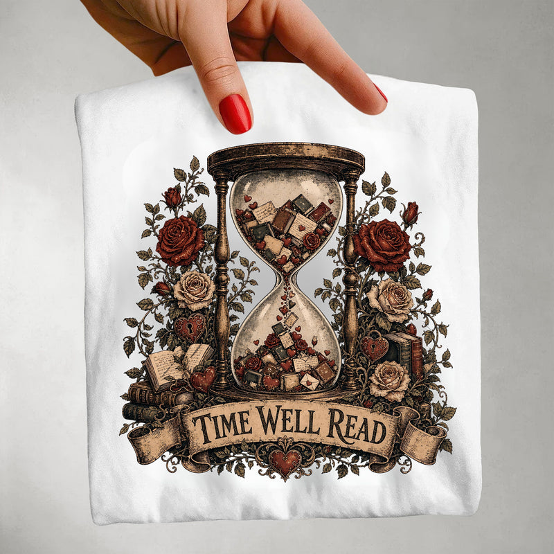 Time Well Read Shirt, Vintage Romance Reader Tee, Cottagecore Book Lover Shirt, Cozy Literary Apparel, BookTok Reader Gift
