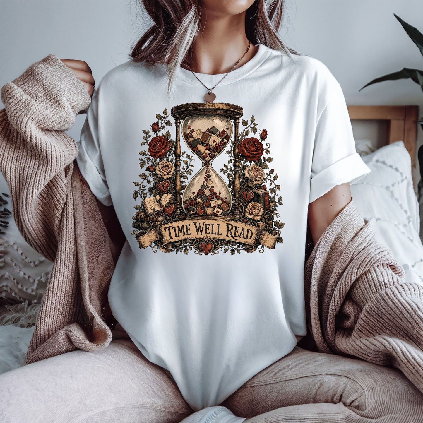 Time Well Read Shirt, Vintage Romance Reader Tee, Cottagecore Book Lover Shirt, Cozy Literary Apparel, BookTok Reader Gift