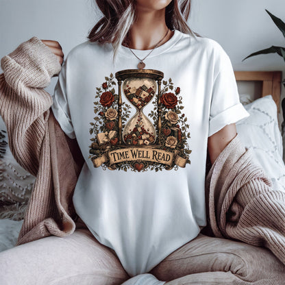Time Well Read Shirt, Vintage Romance Reader Tee, Cottagecore Book Lover Shirt, Cozy Literary Apparel, BookTok Reader Gift