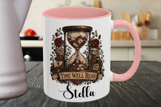 Time Well Read Mug, Romance Reader Coffee Mug, Cottagecore Book Lover Cup, Vintage Literary Mug, BookTok Reader Gift