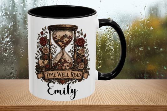 Time Well Read Mug, Romance Reader Coffee Mug, Cottagecore Book Lover Cup, Vintage Literary Mug, BookTok Reader Gift