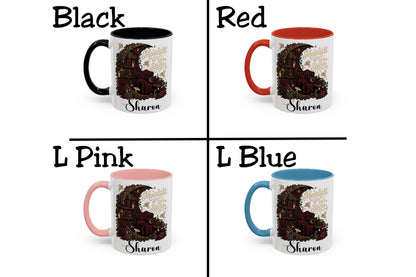 Moonlight & Love Stories Personalized Mug, Custom Romance Reader Coffee Mug, Gothic Book Lover Cup, Dark Academia Literary Mug, BookTok Gift