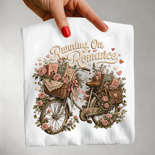 Running On Romance Shirt, Romance Reader Tee, Book Lover Graphic Shirt, BookTok Romance Tee, Cottagecore Reading Shirt, Cozy Bookish Gift