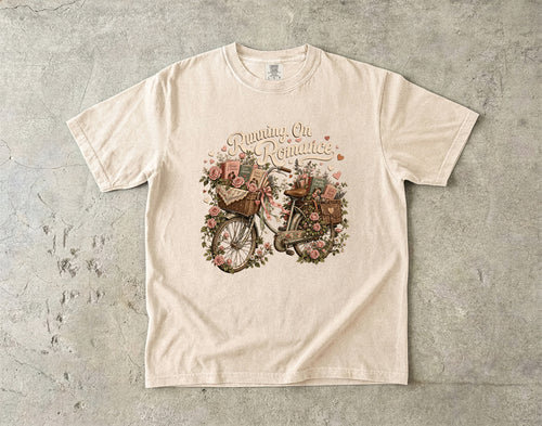 Running On Romance Shirt, Romance Reader Tee, Book Lover Graphic Shirt, BookTok Romance Tee, Cottagecore Reading Shirt, Cozy Bookish Gift