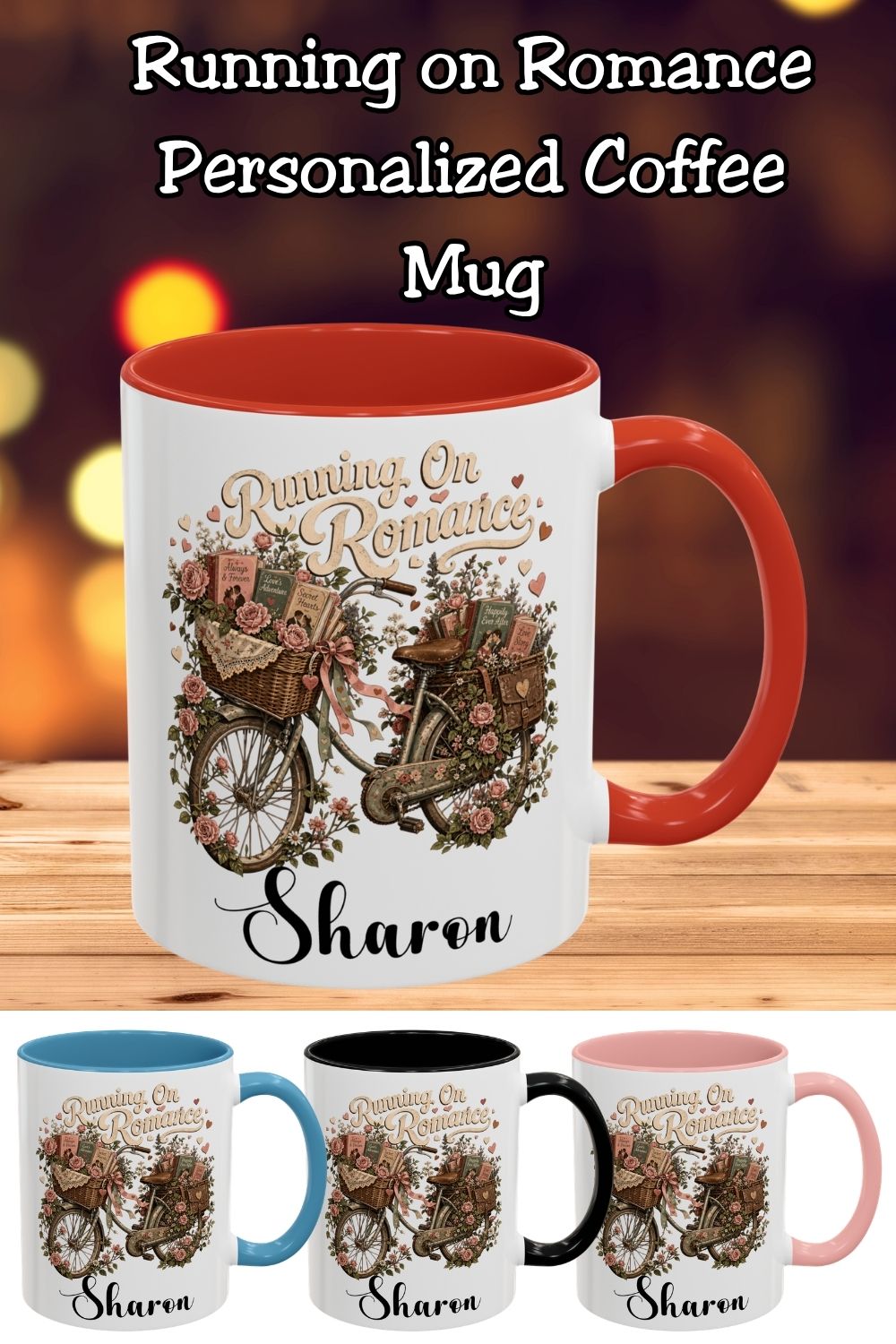 Running On Romance Personalized Mug, Custom Romance Reader Coffee Mug, Book Lover Cup, BookTok Reading Mug, Floral Literary Gift