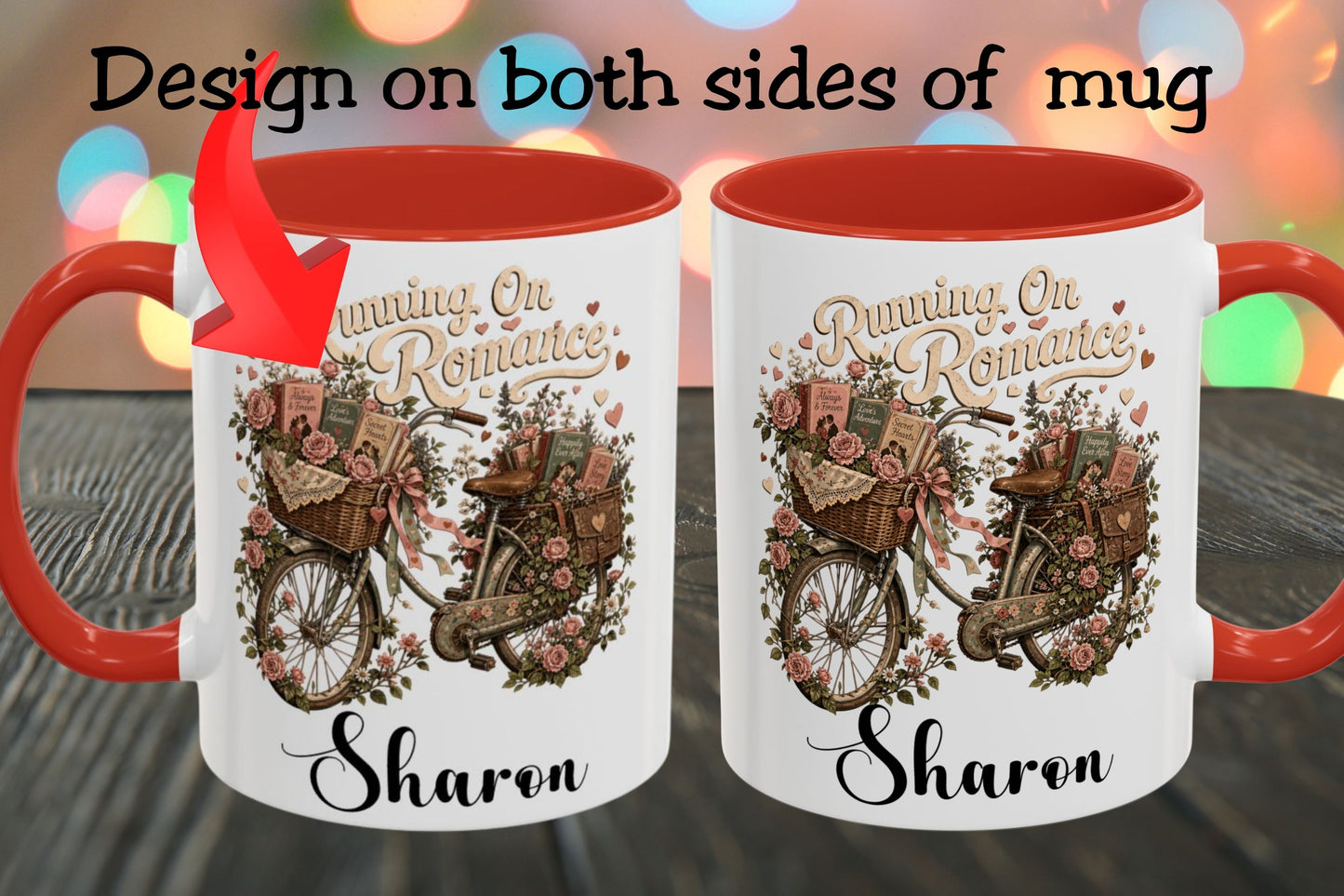 Running On Romance Personalized Mug, Custom Romance Reader Coffee Mug, Book Lover Cup, BookTok Reading Mug, Floral Literary Gift